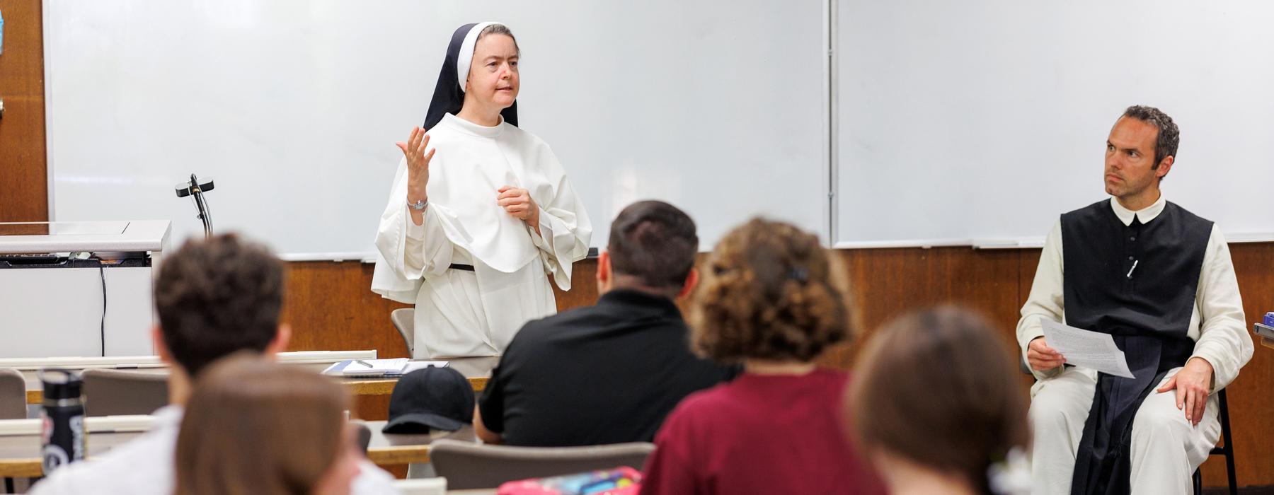 Nun teaching class